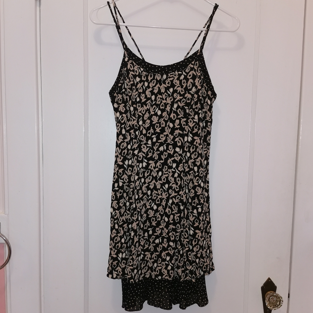 Eileen West San Francisco black and tan print mini dress